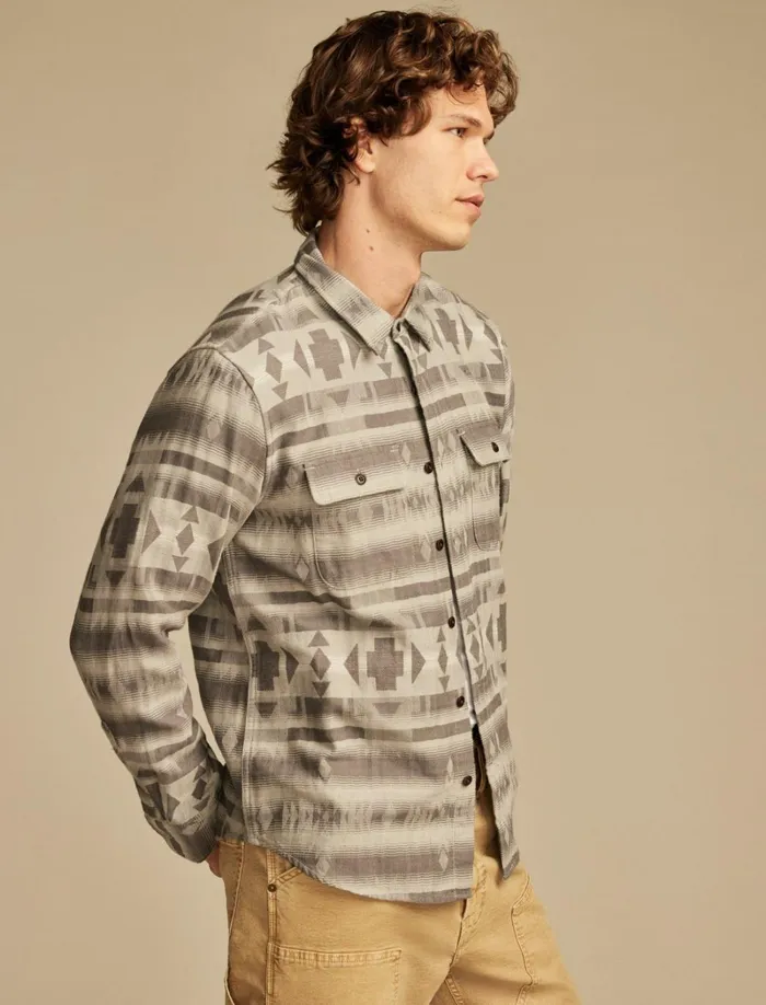 Lucky Brand Shirts and Tops Men Jacquard Double Weave Humboldt Long Sleeve Shirt Grey Jaquard