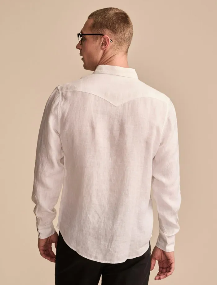 Lucky Brand Shirts and Tops Men Linen Masa Western Long Sleeve Shirt Bright White