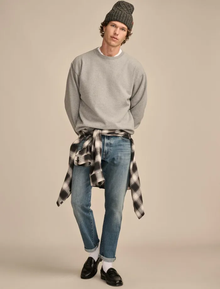 Lucky Brand Shirts and Tops Men Relaxed Fleece Crew Heather Grey