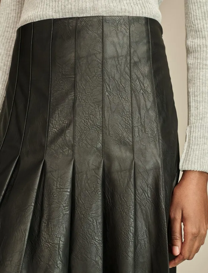 Lucky Brand Skirts Women Pleated Midi Skirt Caviar