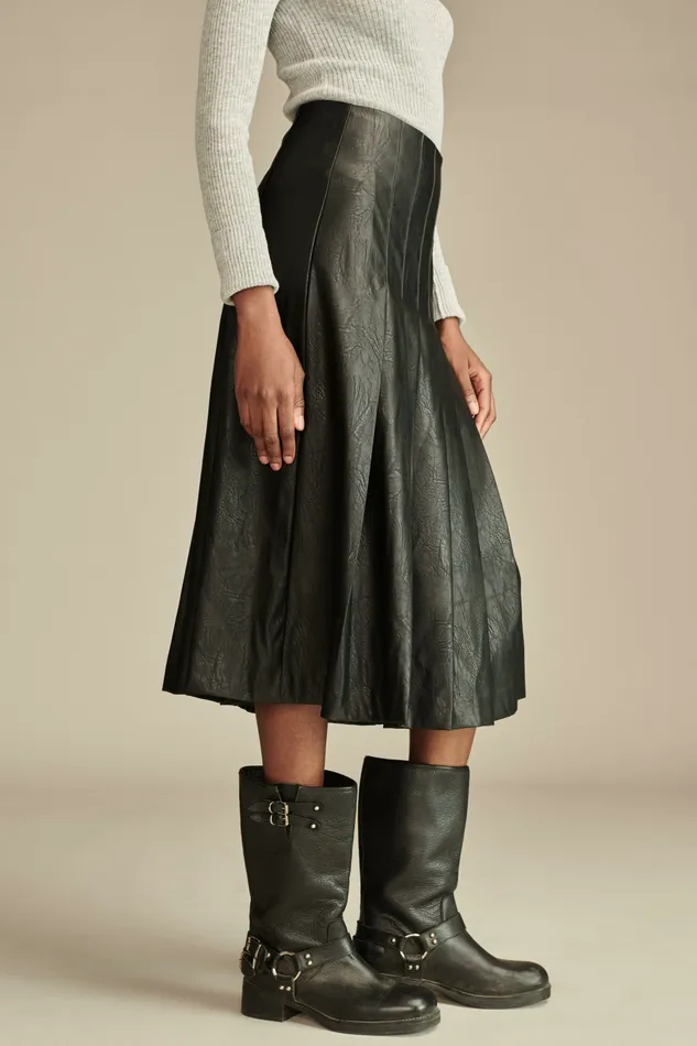 Lucky Brand Skirts Women Pleated Midi Skirt Caviar