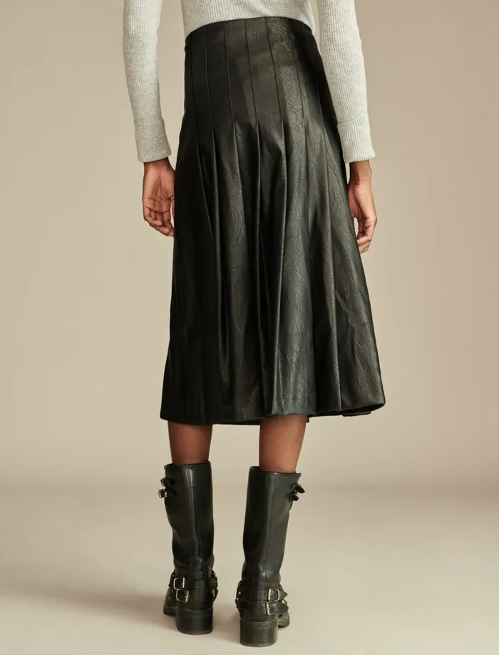 Lucky Brand Skirts Women Pleated Midi Skirt Caviar