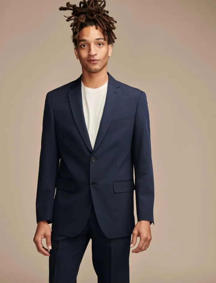 Lucky Brand Suit Separates Men Suit Separate 4Way Stretch Blazer Dark Blue