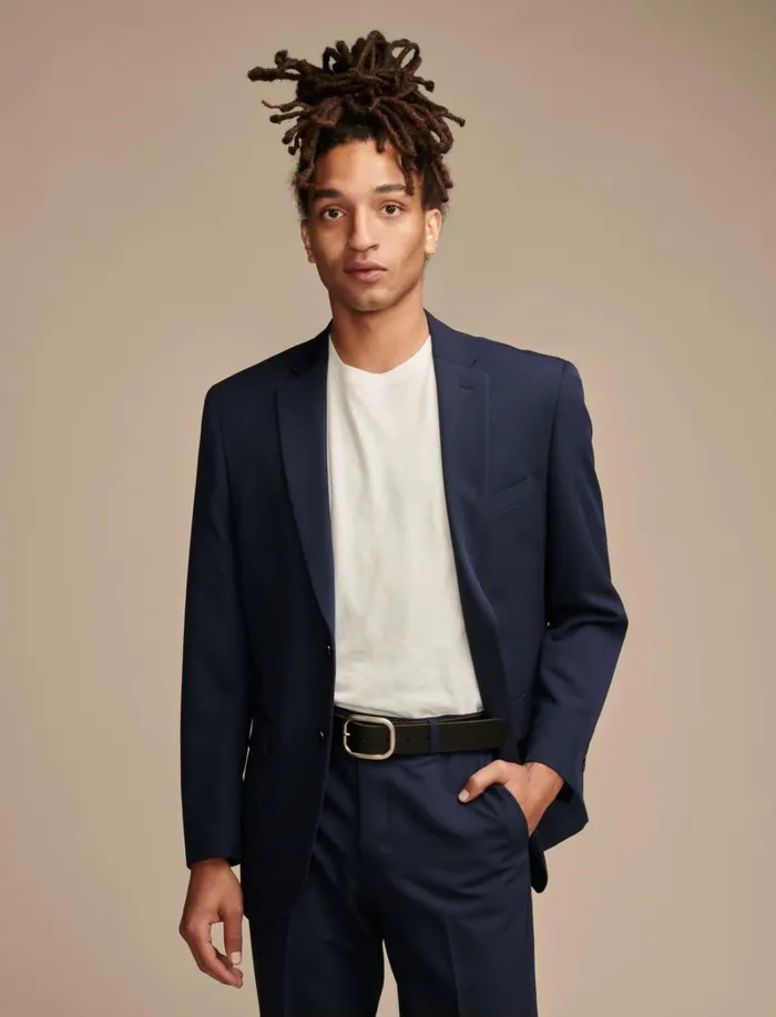 Lucky Brand Suit Separates Men Suit Separate 4Way Stretch Blazer Dark Blue