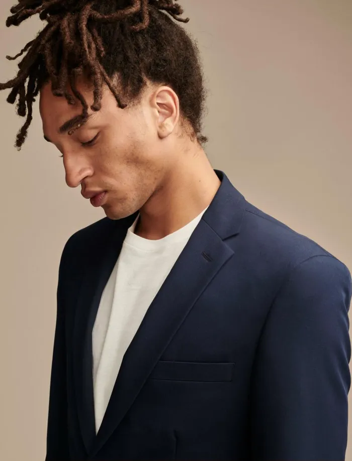 Lucky Brand Suit Separates Men Suit Separate 4Way Stretch Blazer Dark Blue