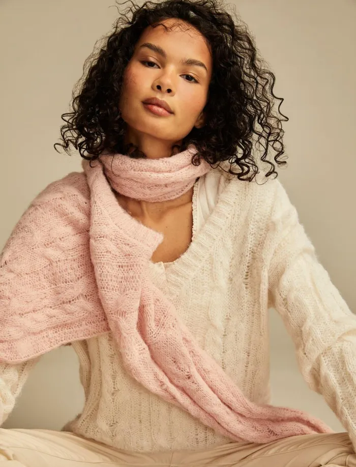 Lucky Brand Sweaters and Sweatshirts Women Mohair Cable Pullover Sweater Tofu