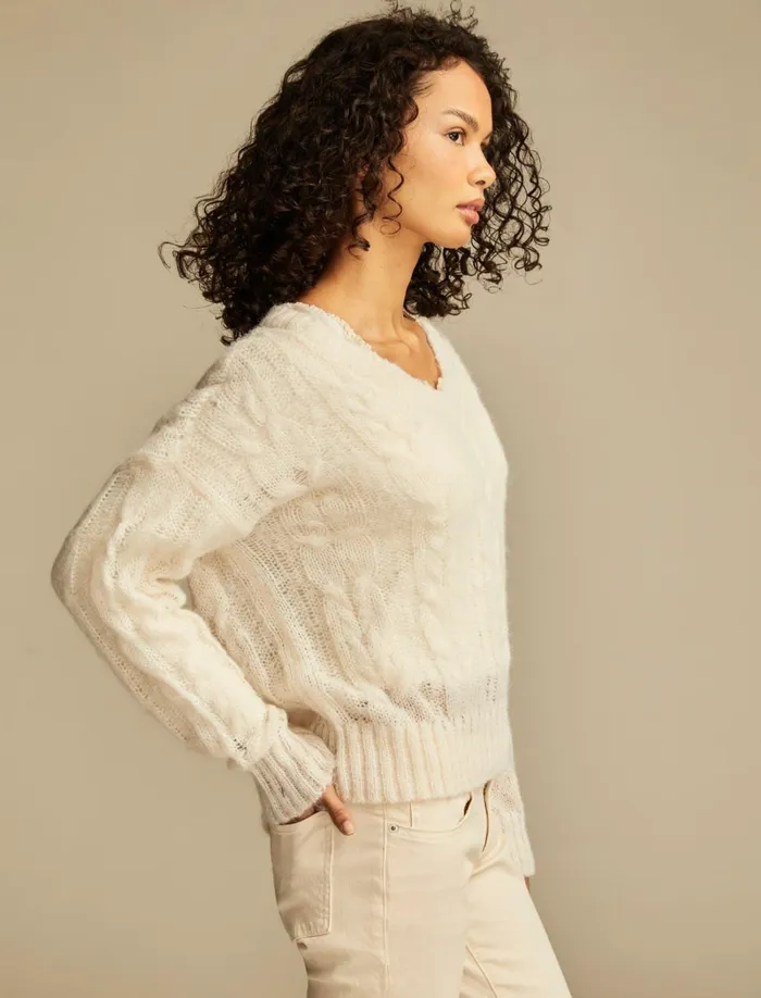 Lucky Brand Sweaters and Sweatshirts Women Mohair Cable Pullover Sweater Tofu