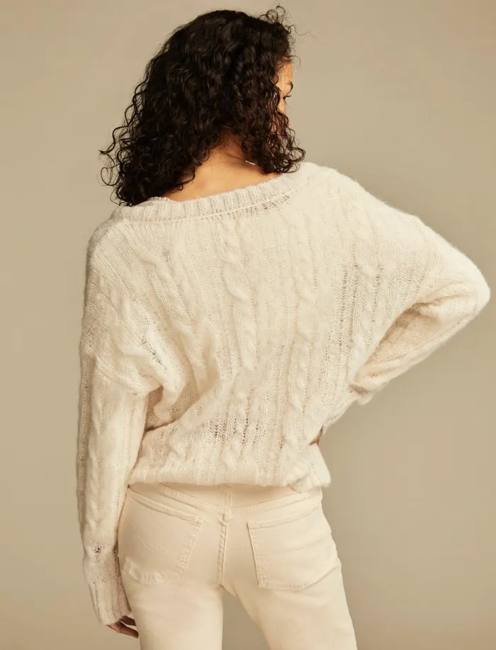 Lucky Brand Sweaters and Sweatshirts Women Mohair Cable Pullover Sweater Tofu