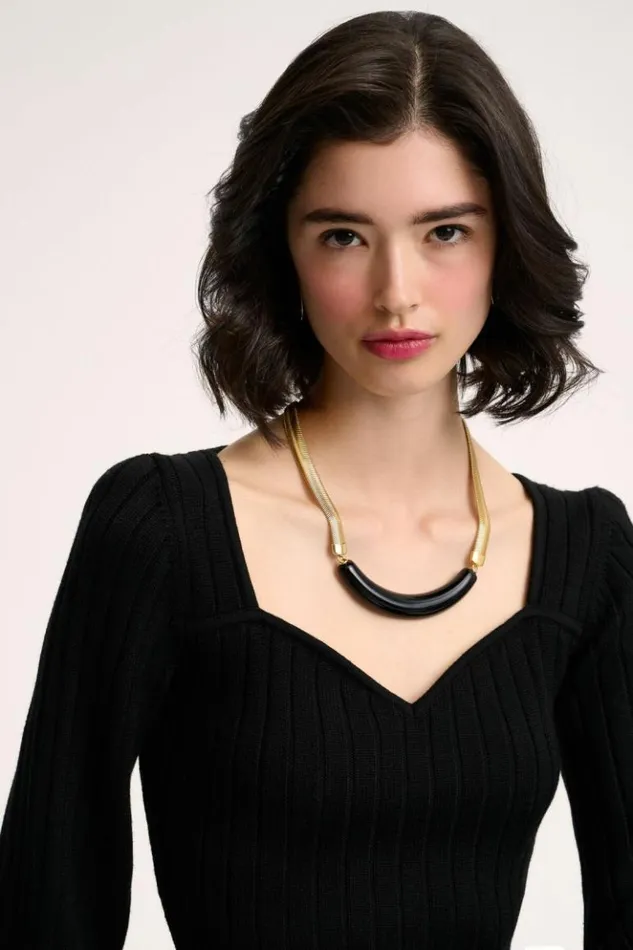 Luisa Spagnoli Bijoux Nanping 8211 SemiRigid Necklace Blackgold 8211 Women