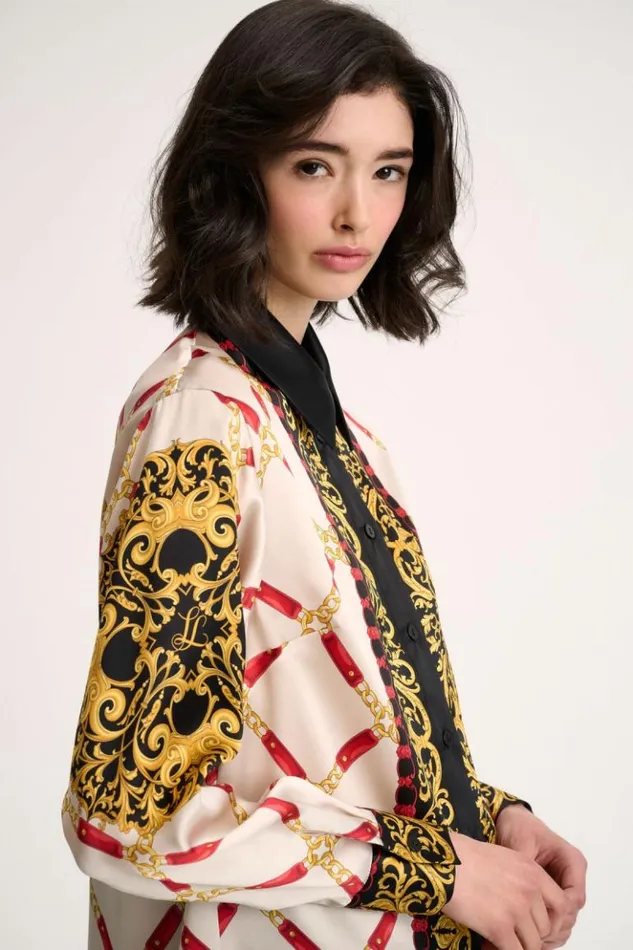 Luisa Spagnoli Blouses And Shirts Larissa 8211 Pure Silk Shirt Blackcream 8211 Women