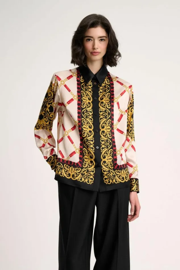 Luisa Spagnoli Blouses And Shirts Larissa 8211 Pure Silk Shirt Blackcream 8211 Women Luisa Spagnoli Blouses And Shirts Larissa 8211 Pure Silk Shirt Blackcream 8211 Women