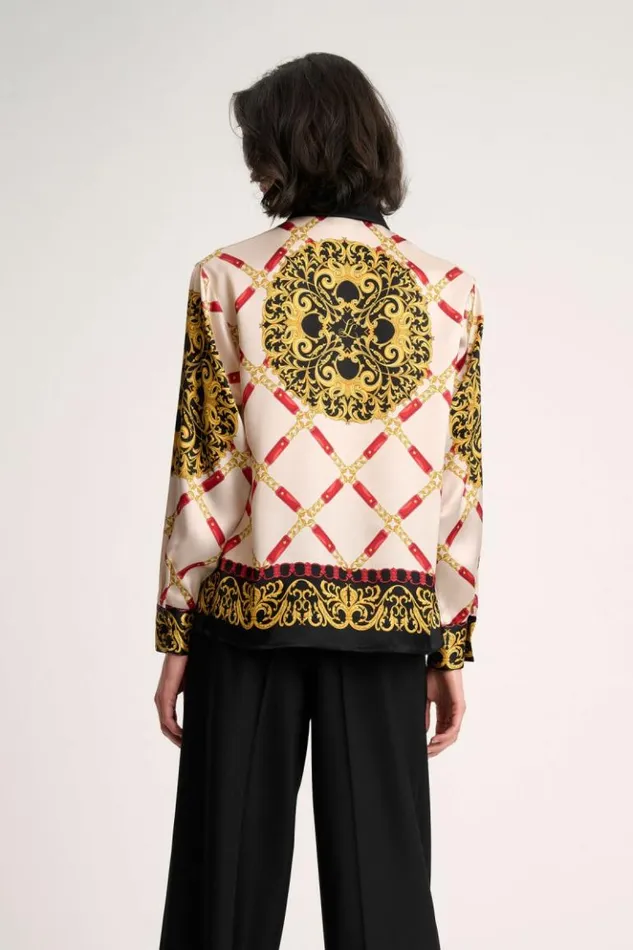 Luisa Spagnoli Blouses And Shirts Larissa 8211 Pure Silk Shirt Blackcream 8211 Women Luisa Spagnoli Blouses And Shirts Larissa 8211 Pure Silk Shirt Blackcream 8211 Women