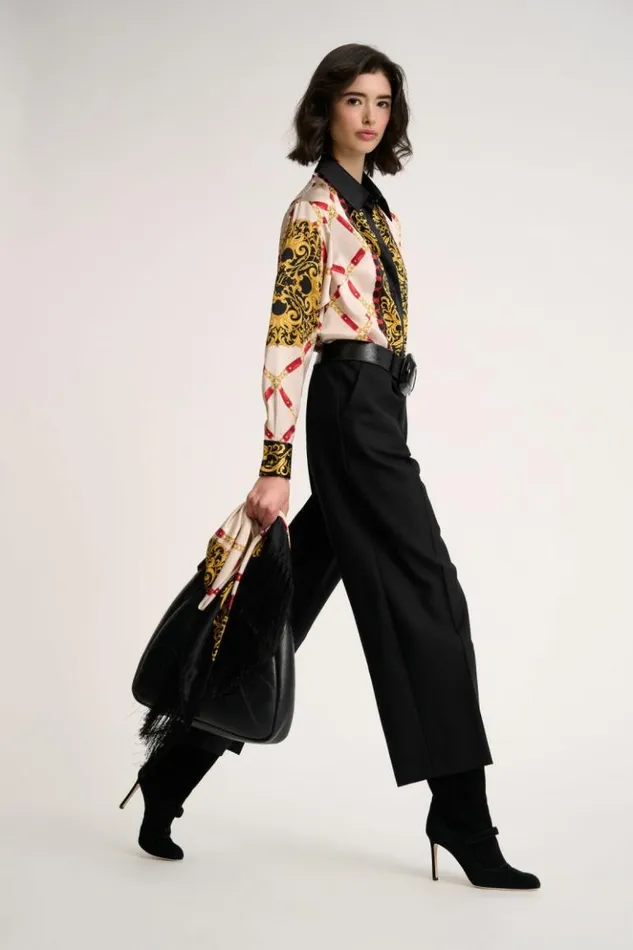 Luisa Spagnoli Blouses And Shirts Larissa 8211 Pure Silk Shirt Blackcream 8211 Women Luisa Spagnoli Blouses And Shirts Larissa 8211 Pure Silk Shirt Blackcream 8211 Women