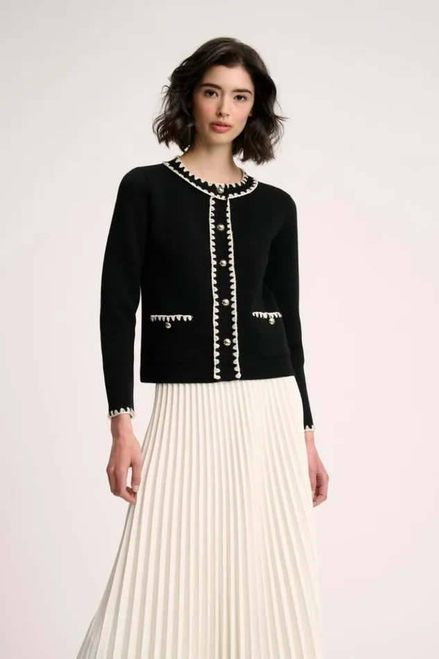 Luisa Spagnoli Cardigan Megaduca 8211 Bon Ton Wool Jacket Blackcream 8211 Women
