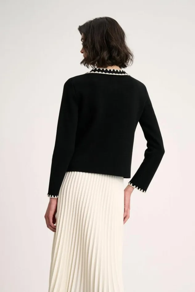 Luisa Spagnoli Cardigan Megaduca 8211 Bon Ton Wool Jacket Blackcream 8211 Women