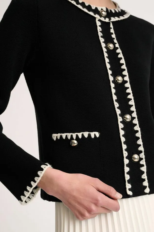 Luisa Spagnoli Cardigan Megaduca 8211 Bon Ton Wool Jacket Blackcream 8211 Women