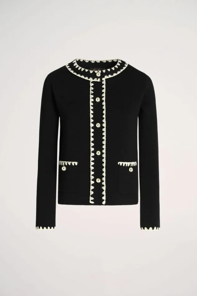 Luisa Spagnoli Cardigan Megaduca 8211 Bon Ton Wool Jacket Blackcream 8211 Women