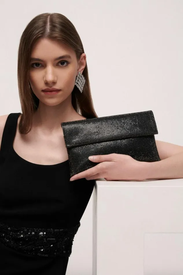 Luisa Spagnoli Clutch And Pochette Imma 8211 Rhinestone Clutch Bag Blacklight Gold 8211 Women Luisa Spagnoli Clutch And Pochette Imma 8211 Rhinestone Clutch Bag Blacklight Gold 8211 Women