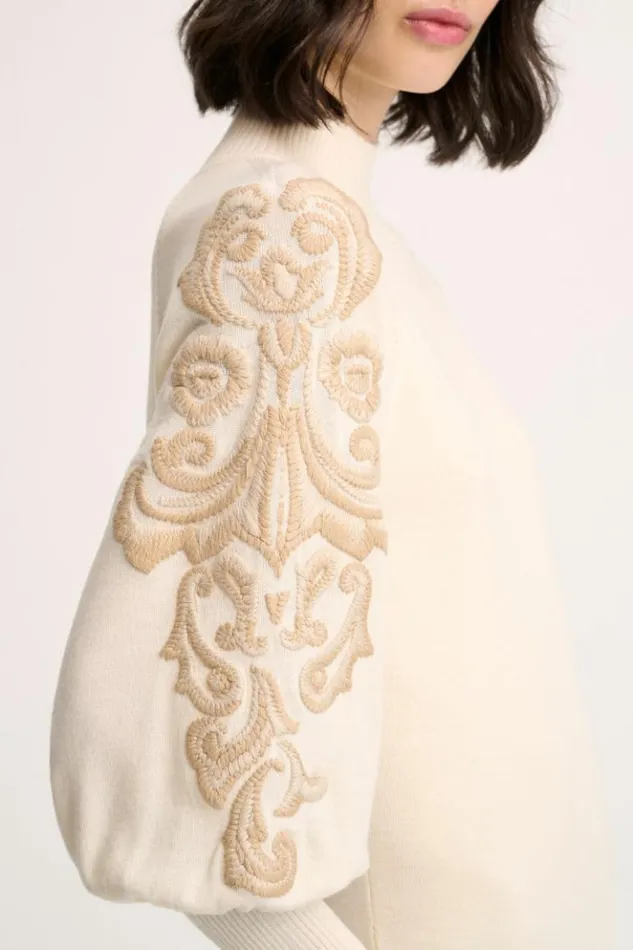 Luisa Spagnoli Dresses and Jumpsuits Maioliche 8211 Embroidered Wool Dress Cream 8211 Women