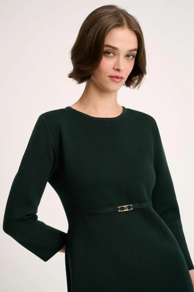 Luisa Spagnoli Dresses and Jumpsuits Marinella 8211 Bon Ton Knit Dress Bottlegreen 8211 Women