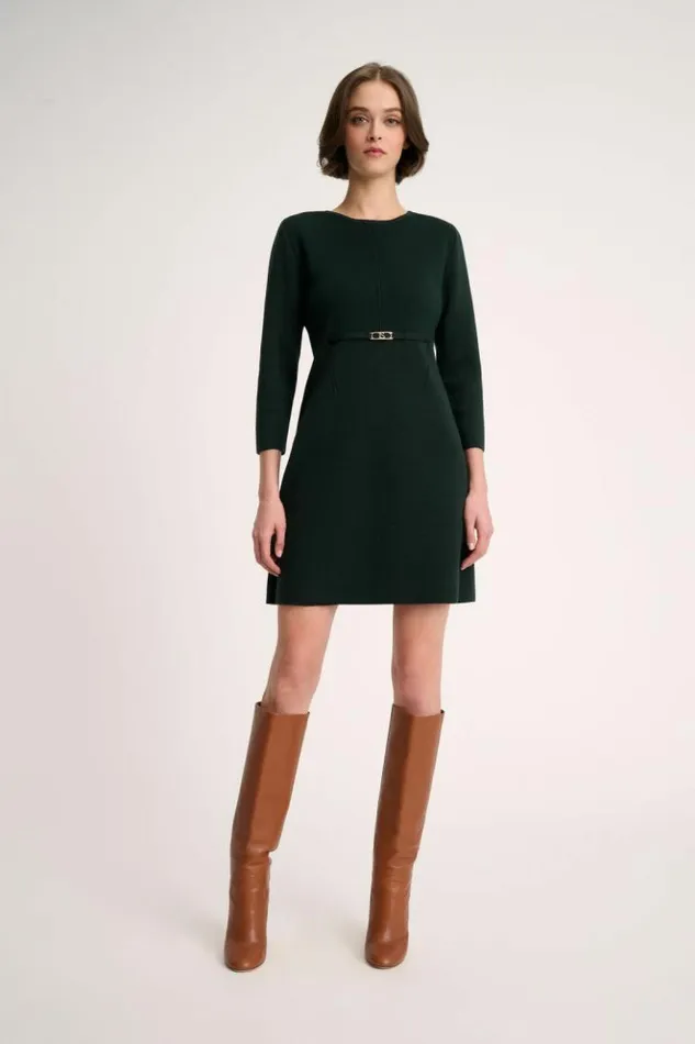 Luisa Spagnoli Dresses and Jumpsuits Marinella 8211 Bon Ton Knit Dress Bottlegreen 8211 Women