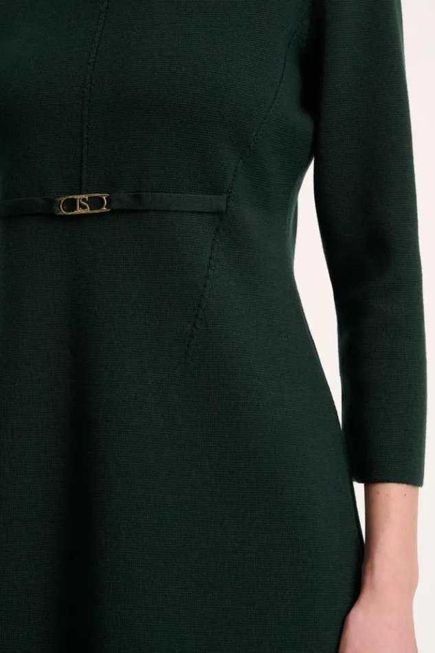Luisa Spagnoli Dresses and Jumpsuits Marinella 8211 Bon Ton Knit Dress Bottlegreen 8211 Women