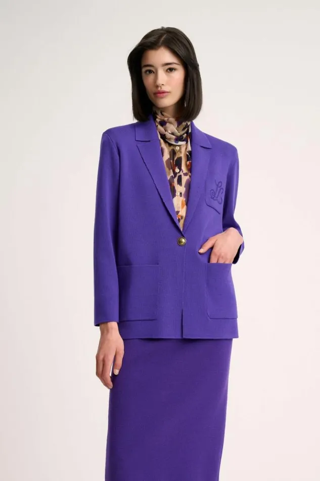 Luisa Spagnoli Jackets and Blazers Mancina 8211 Embroidered Jacket Purple 8211 Women