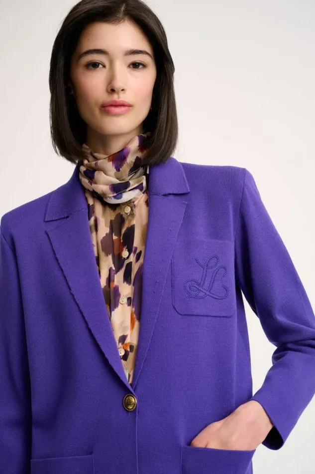 Luisa Spagnoli Jackets and Blazers Mancina 8211 Embroidered Jacket Purple 8211 Women Luisa Spagnoli Jackets and Blazers Mancina 8211 Embroidered Jacket Purple 8211 Women