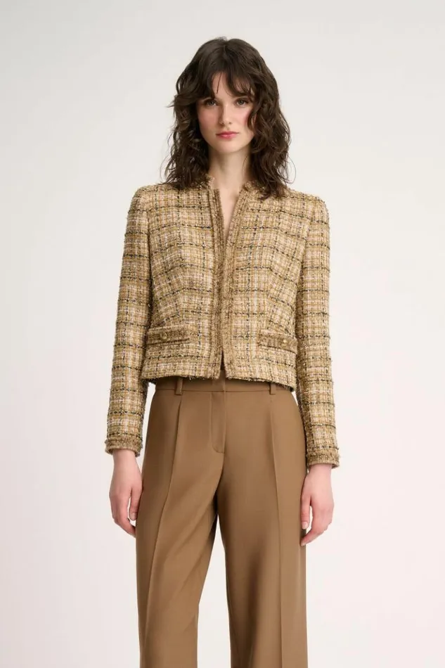 Luisa Spagnoli Jackets and Blazers Saggi 8211 Cropped Jacket Beigegold 8211 Women Luisa Spagnoli Jackets and Blazers Saggi 8211 Cropped Jacket Beigegold 8211 Women