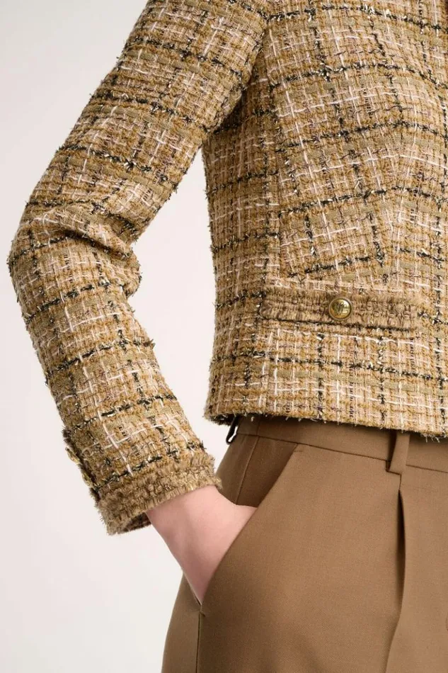 Luisa Spagnoli Jackets and Blazers Saggi 8211 Cropped Jacket Beigegold 8211 Women Luisa Spagnoli Jackets and Blazers Saggi 8211 Cropped Jacket Beigegold 8211 Women
