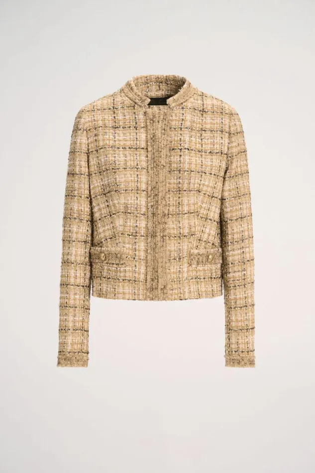 Luisa Spagnoli Jackets and Blazers Saggi 8211 Cropped Jacket Beigegold 8211 Women Luisa Spagnoli Jackets and Blazers Saggi 8211 Cropped Jacket Beigegold 8211 Women
