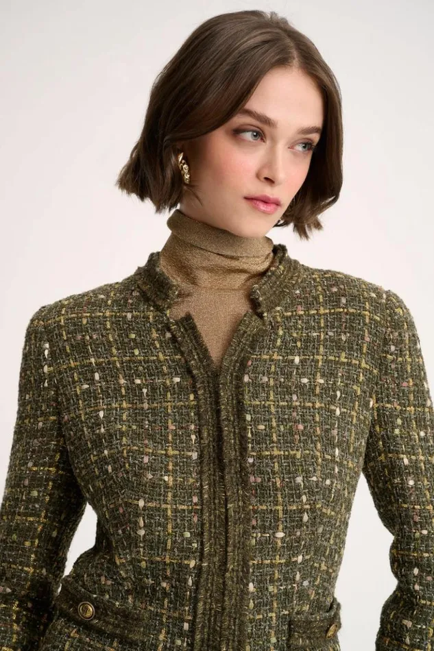 Luisa Spagnoli Jackets and Blazers Saggi 8211 Cropped Jacket Greengold 8211 Women Luisa Spagnoli Jackets and Blazers Saggi 8211 Cropped Jacket Greengold 8211 Women
