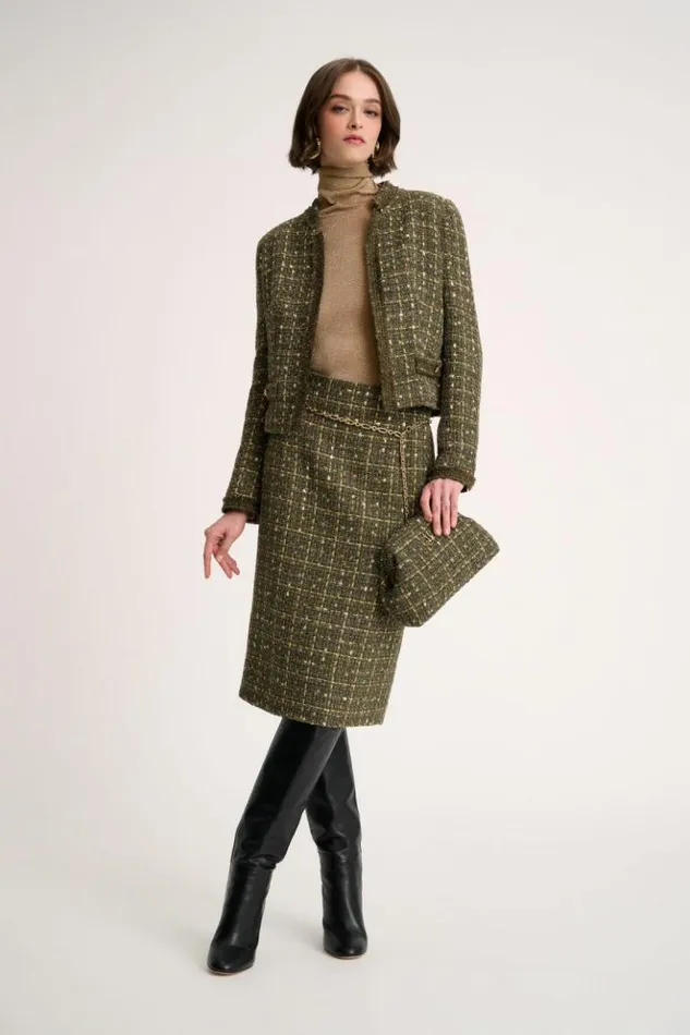 Luisa Spagnoli Jackets and Blazers Saggi 8211 Cropped Jacket Greengold 8211 Women Luisa Spagnoli Jackets and Blazers Saggi 8211 Cropped Jacket Greengold 8211 Women