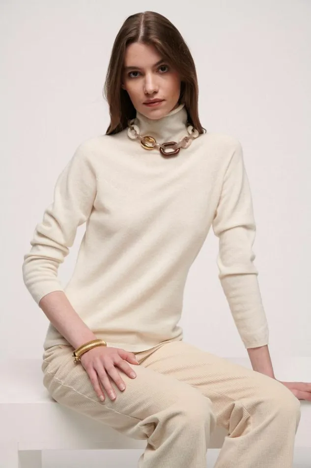 Luisa Spagnoli Knitwear Calco 8211 Wool Sweater Cream 8211 Women