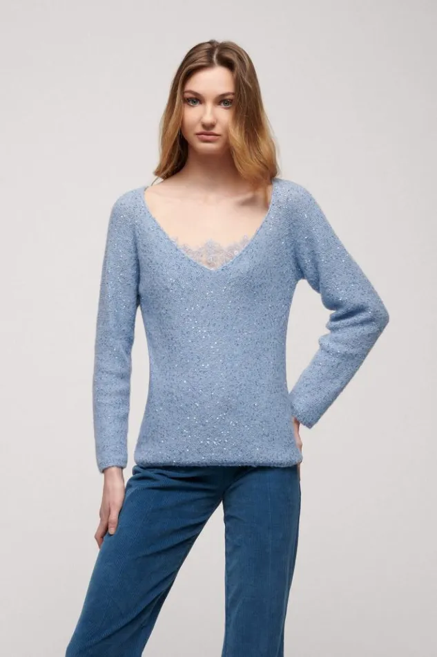 Luisa Spagnoli Knitwear Consorte 8211 Elegant Sweater Light Blue 8211 Women
