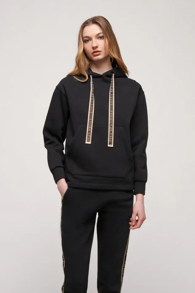 Luisa Spagnoli Knitwear Lubin 8211 Hooded Sweater Black 8211 Women