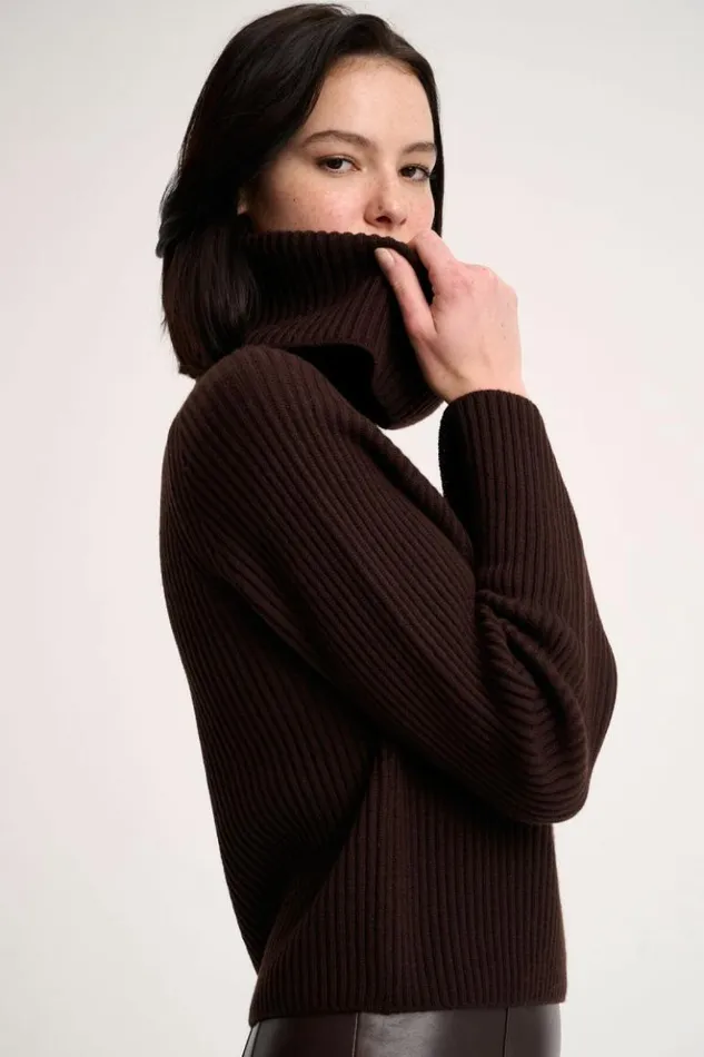 Luisa Spagnoli Knitwear Magnus 8211 RibKnit Turtleneck Pullover Brown 8211 Women