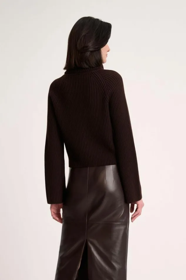 Luisa Spagnoli Knitwear Magnus 8211 RibKnit Turtleneck Pullover Brown 8211 Women Luisa Spagnoli Knitwear Magnus 8211 RibKnit Turtleneck Pullover Brown 8211 Women