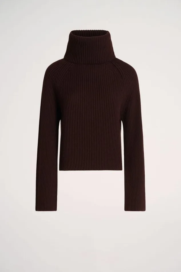 Luisa Spagnoli Knitwear Magnus 8211 RibKnit Turtleneck Pullover Brown 8211 Women Luisa Spagnoli Knitwear Magnus 8211 RibKnit Turtleneck Pullover Brown 8211 Women