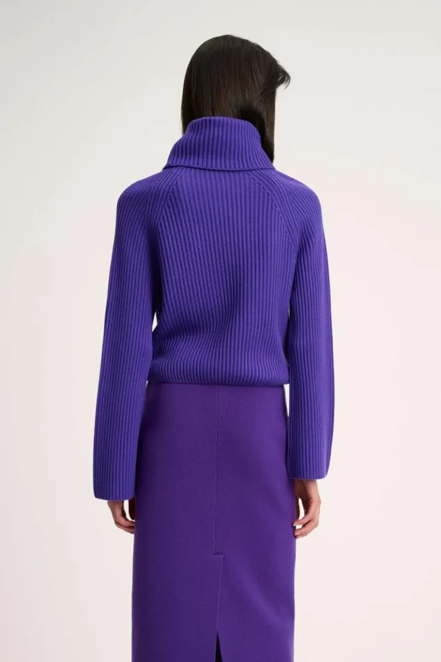 Luisa Spagnoli Knitwear Magnus 8211 RibKnit Turtleneck Pullover Purple 8211 Women Luisa Spagnoli Knitwear Magnus 8211 RibKnit Turtleneck Pullover Purple 8211 Women