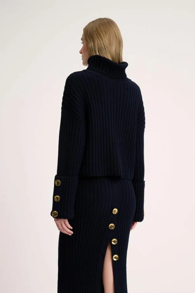 Luisa Spagnoli Knitwear Meconio 8211 Oversized Pullover 8211 Fashion Show Blue 8211 Women Luisa Spagnoli Knitwear Meconio 8211 Oversized Pullover 8211 Fashion Show Blue 8211 Women