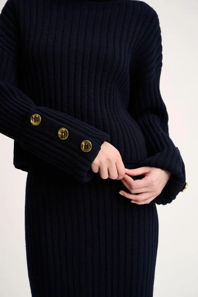Luisa Spagnoli Knitwear Meconio 8211 Oversized Pullover 8211 Fashion Show Blue 8211 Women Luisa Spagnoli Knitwear Meconio 8211 Oversized Pullover 8211 Fashion Show Blue 8211 Women