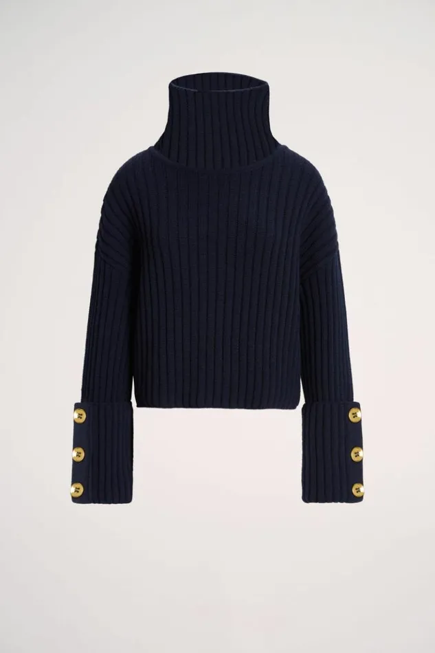 Luisa Spagnoli Knitwear Meconio 8211 Oversized Pullover 8211 Fashion Show Blue 8211 Women Luisa Spagnoli Knitwear Meconio 8211 Oversized Pullover 8211 Fashion Show Blue 8211 Women