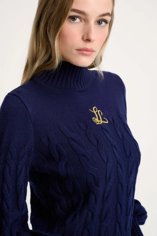 Luisa Spagnoli Knitwear Miledy 8211 Embroidered Pullover Blue 8211 Women