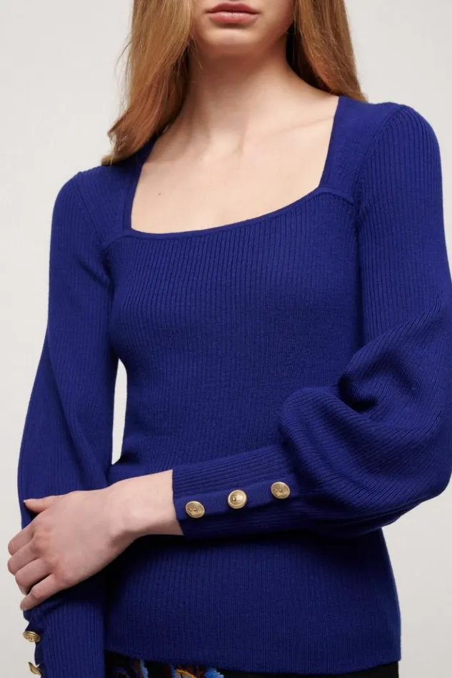 Luisa Spagnoli Knitwear Millefoglie 8211 Wool Pullover Bluette 8211 Women Luisa Spagnoli Knitwear Millefoglie 8211 Wool Pullover Bluette 8211 Women