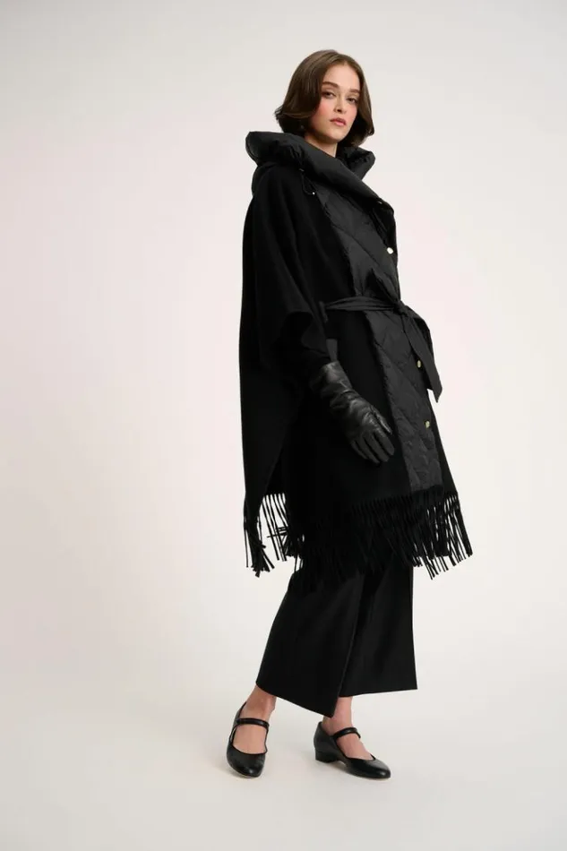 Luisa Spagnoli Outerwear Scommessa 8211 Quilted Cape Black 8211 Women