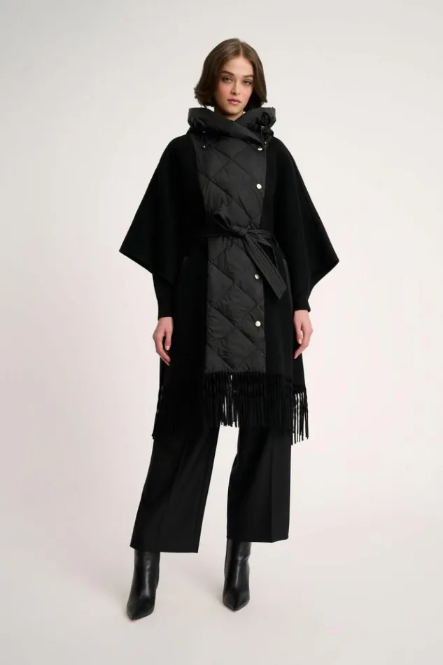 Luisa Spagnoli Outerwear Scommessa 8211 Quilted Cape Black 8211 Women Luisa Spagnoli Outerwear Scommessa 8211 Quilted Cape Black 8211 Women