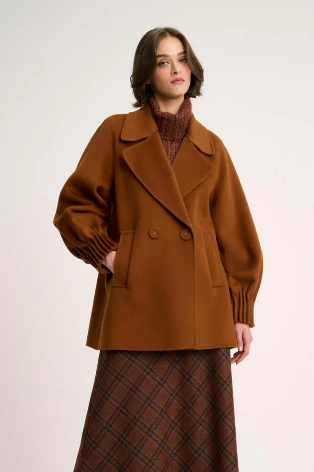 Luisa Spagnoli Outerwear Sillabe 8211 Pea Coat Tobacco 8211 Women