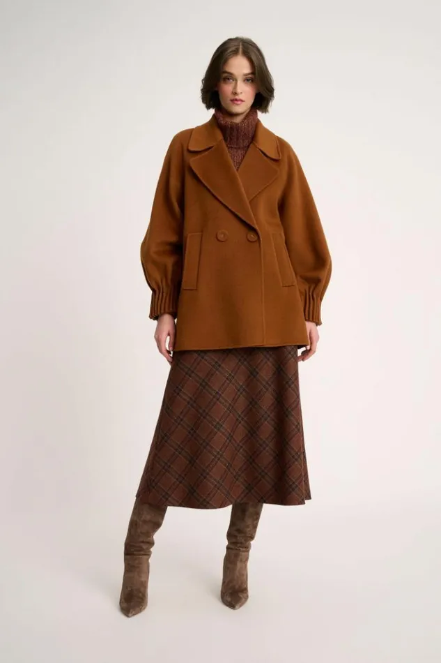 Luisa Spagnoli Outerwear Sillabe 8211 Pea Coat Tobacco 8211 Women