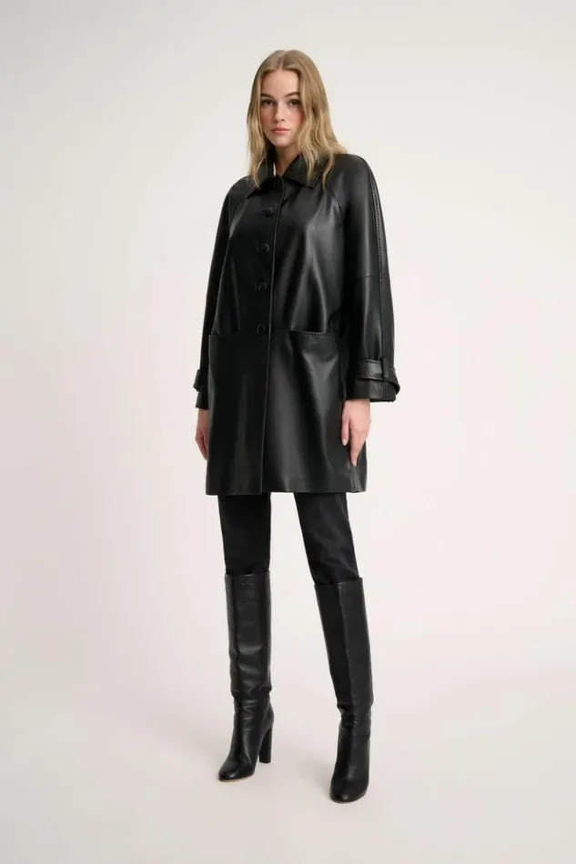 Luisa Spagnoli Outerwear Superbo 8211 Leather Coat Black 8211 Women